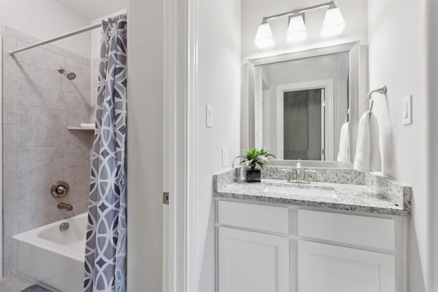 140 Dogwood Dr, Krugerville, TX 76227 - bathroom featuring vanity and shower / bathtub combination with curtain