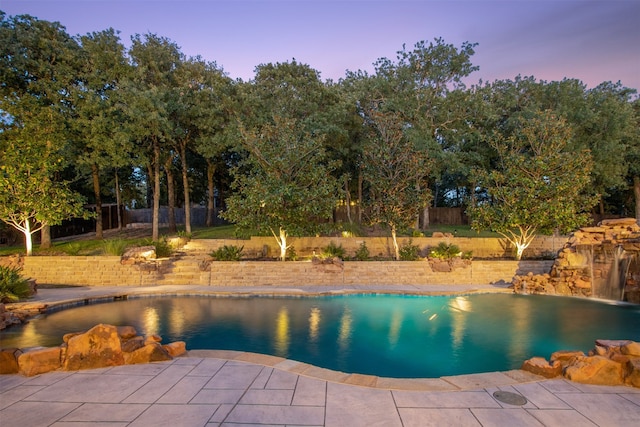 view of pool featuring a fenced in pool, a patio, and a fenced backyard
