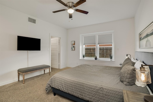 3725 Toronto St, Dallas, TX 75212 - bedroom featuring a ceiling fan, carpet, visible vents, and baseboards