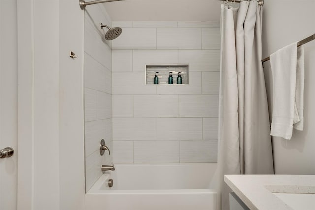 3725 Toronto St, Dallas, TX 75212 - bathroom featuring vanity and shower / tub combo with curtain