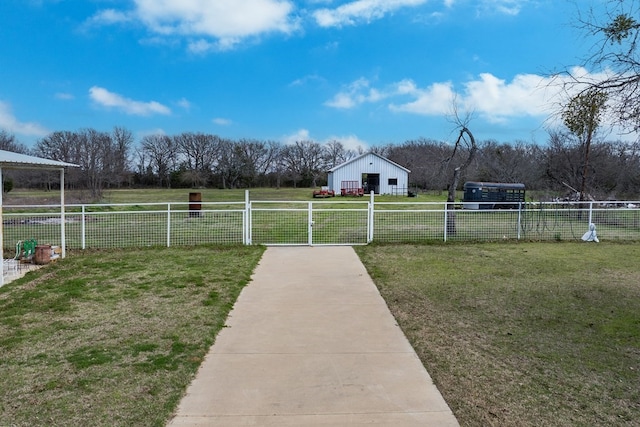 17909 Terrace Dr, Kemp, TX 75143 - view of yard with a gate, a garage, an outdoor structure, and fence
