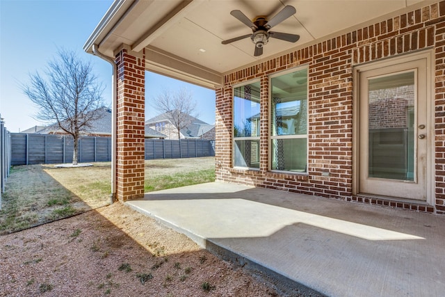 816 Sandbox Dr, Little Elm, TX 76227 - fenced backyard featuring ceiling fan and a patio area