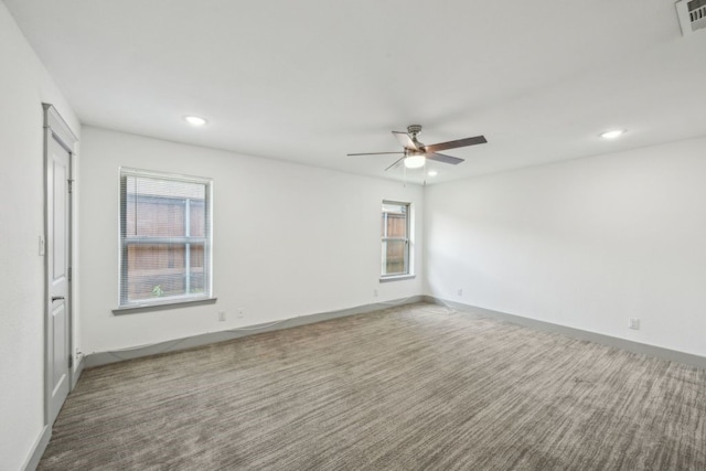 4108 Desert Garden Dr, Plano, TX 75093 - carpeted spare room with plenty of natural light, a ceiling fan, recessed lighting, and baseboards