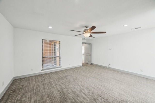 4108 Desert Garden Dr, Plano, TX 75093 - empty room with light carpet, recessed lighting, ceiling fan, and baseboards