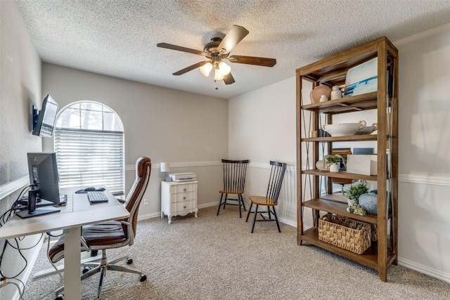 5805 Trail Crest Dr, Arlington, TX 76017 - carpeted office with a ceiling fan and a textured ceiling