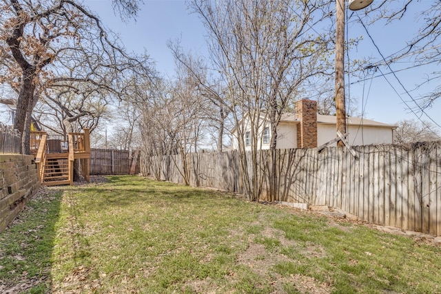 5805 Trail Crest Dr, Arlington, TX 76017 - fenced backyard with a wooden deck and stairs