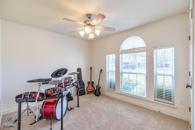 358 Sugarberry Ave, Abilene, TX 79602 - game room with ceiling fan, baseboards, and carpet