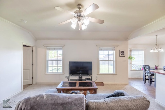358 Sugarberry Ave, Abilene, TX 79602 - living area featuring light carpet, vaulted ceiling, and plenty of natural light