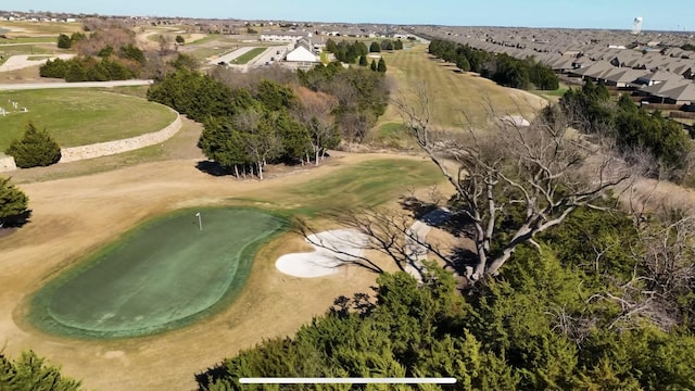 bird's eye view featuring a residential view and view of golf course