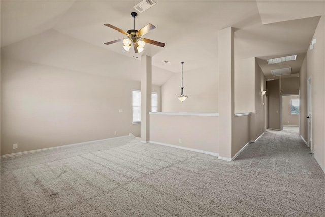 1305 Greenrock Ct, Midlothian, TX 76065 - carpeted spare room featuring attic access, a ceiling fan, lofted ceiling, and baseboards