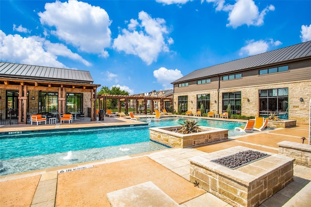 2624 El Camino Ln, Dallas, TX 75212 - community pool with a fire pit, a patio area, and a pergola