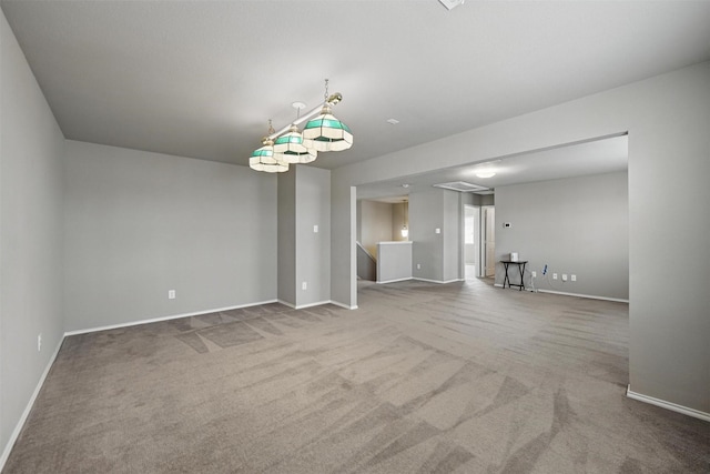 804 Starling Ln, Aubrey, TX 76227 - unfurnished living room featuring carpet, baseboards, and stairs