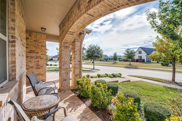 view of patio / terrace featuring a residential view