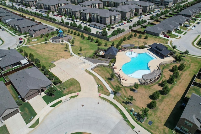 bird's eye view with a residential view