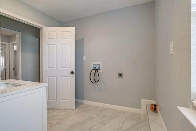 4428 Private Rd Unit 5216, Princeton, TX 75407 - clothes washing area with hookup for an electric dryer, laundry area, marble finish floor, baseboards, and hookup for a washing machine