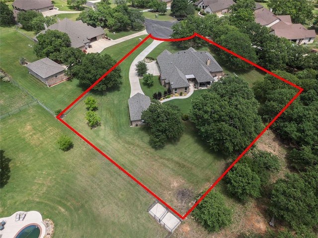 bird's eye view with a residential view