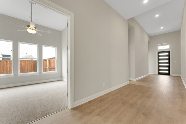 9828 Palermo Ln, Mesquite, TX 75126 - interior space with ceiling fan, light wood-style floors, recessed lighting, baseboards, and visible vents