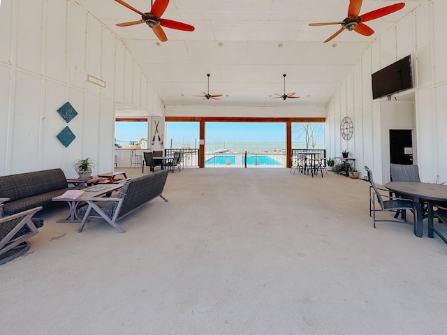 6400 Peninsula Rd, Kerens, TX 75144 - view of patio / terrace with an outdoor pool and a ceiling fan