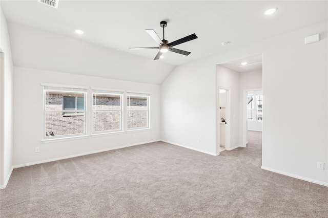 216 Dove Haven Dr, Wylie, TX 75098 - empty room featuring carpet floors, ceiling fan, baseboards, lofted ceiling, and recessed lighting