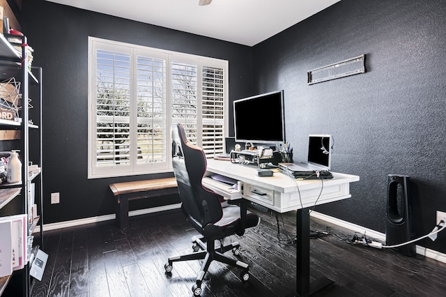 1753 Rio Penasco Rd, Fort Worth, TX 76052 - home office featuring hardwood / wood-style floors and a textured wall