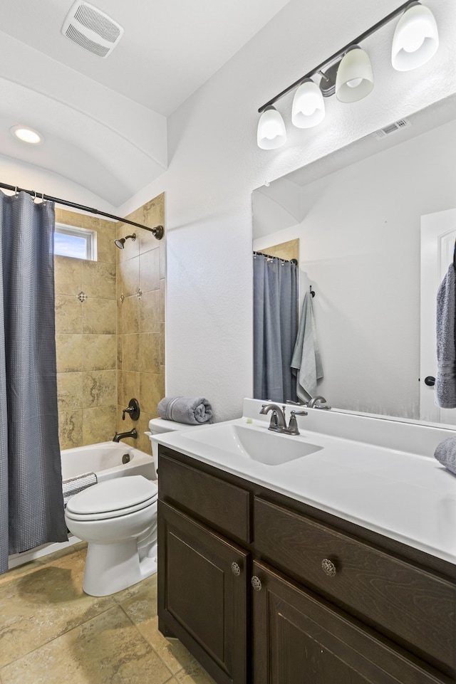 1753 Rio Penasco Rd, Fort Worth, TX 76052 - bathroom featuring vanity, shower / tub combo, and stone finish flooring