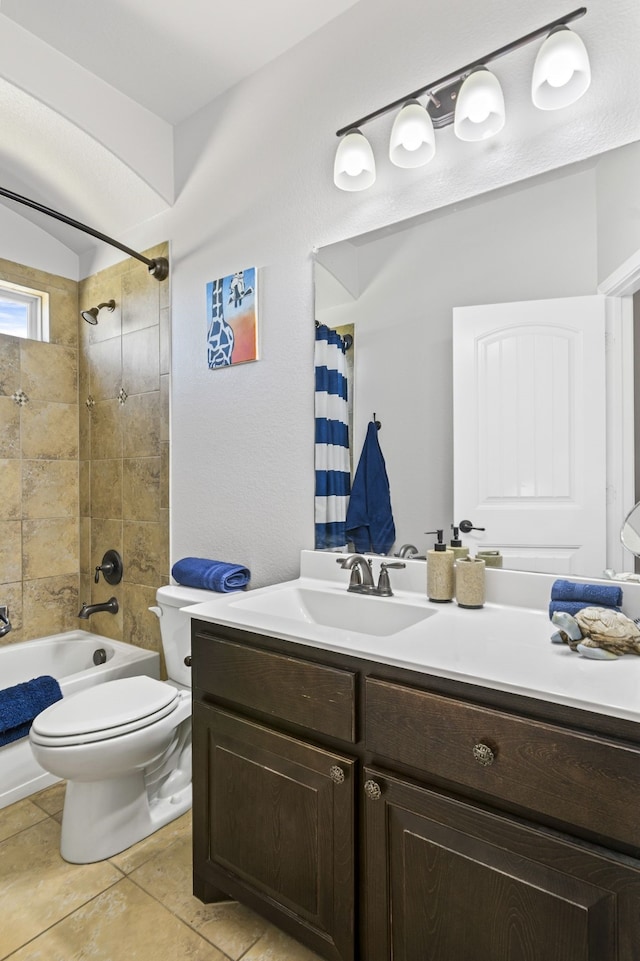 1753 Rio Penasco Rd, Fort Worth, TX 76052 - bathroom featuring vanity, shower / tub combo, and tile patterned flooring