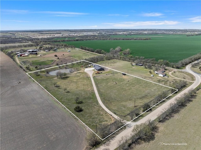 bird's eye view with a rural view