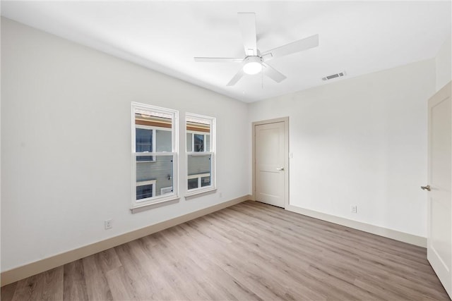 2211 Morrow Ave, Waco, TX 76707 - empty room with light wood-type flooring, baseboards, and a ceiling fan