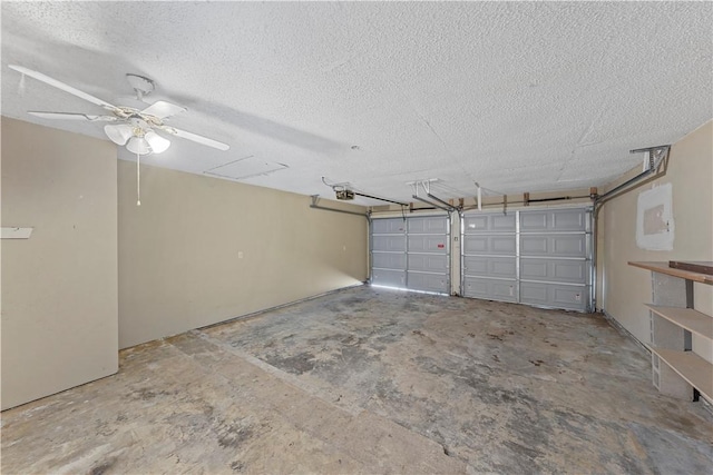 1901 Ruidoso Dr, Waco, TX 76712 - garage with a garage door opener and a ceiling fan