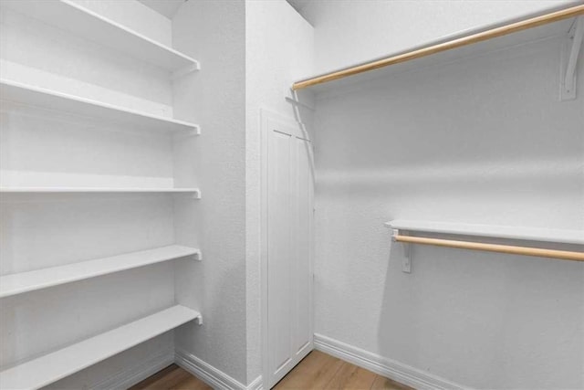 walk in closet featuring wood finished floors