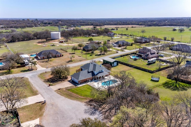 aerial view featuring a rural view