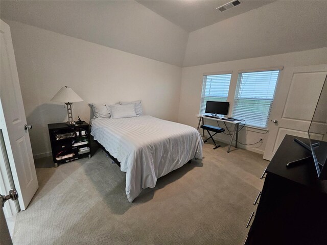 2856 Chester Dr, Celina, TX 75009 - bedroom featuring light carpet, vaulted ceiling, and visible vents