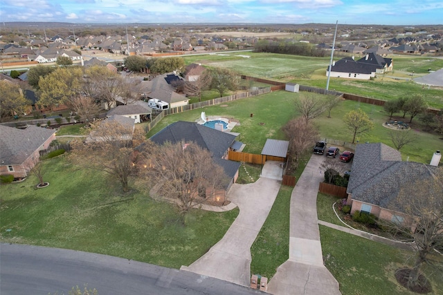 bird's eye view featuring a residential view