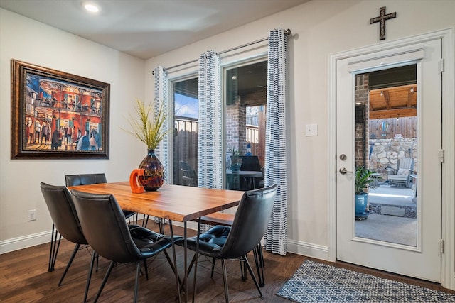 113 Glenwood Dr, Oak Point, TX 75068 - dining space featuring dark wood finished floors and recessed lighting