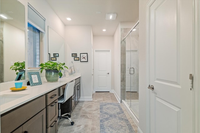 113 Glenwood Dr, Oak Point, TX 75068 - full bathroom with double vanity and a shower stall