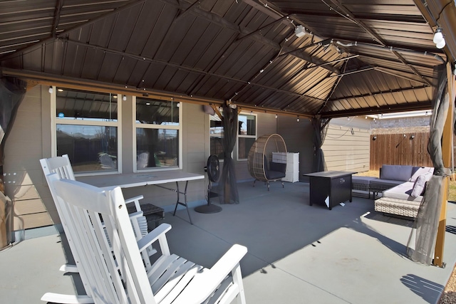 808 Glover Dr, Aubrey, TX 76227 - view of patio featuring a gazebo, fence, and an outdoor hangout area