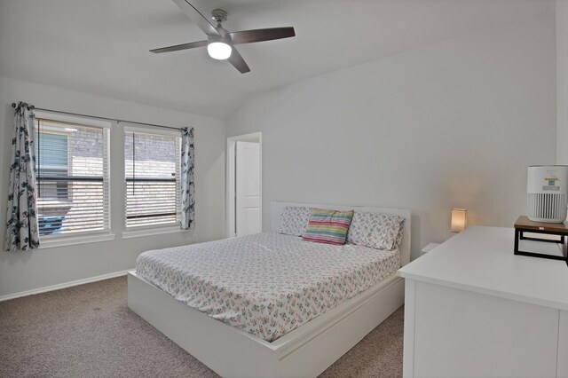 808 Glover Dr, Aubrey, TX 76227 - carpeted bedroom featuring a ceiling fan, baseboards, and vaulted ceiling