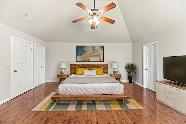 4512 Fletcher Ave, Fort Worth, TX 76107 - bedroom with visible vents, baseboards, lofted ceiling, and light wood-style floors