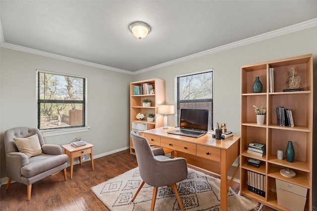 4512 Fletcher Ave, Fort Worth, TX 76107 - office space with dark wood-style flooring, a wealth of natural light, and ornamental molding