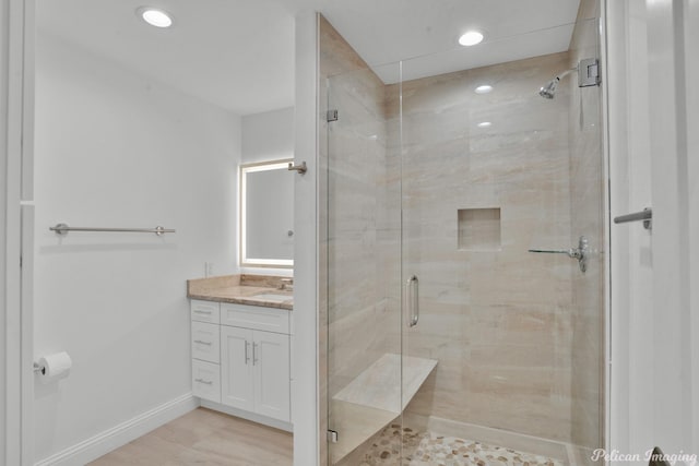 1756 Willow Point Dr, Shreveport, LA 71119 - full bathroom featuring vanity, a stall shower, and recessed lighting