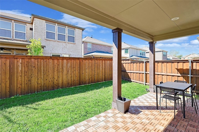 262 Jones St, Irving, TX 75063 - view of yard featuring a residential view, outdoor dining space, and a patio area