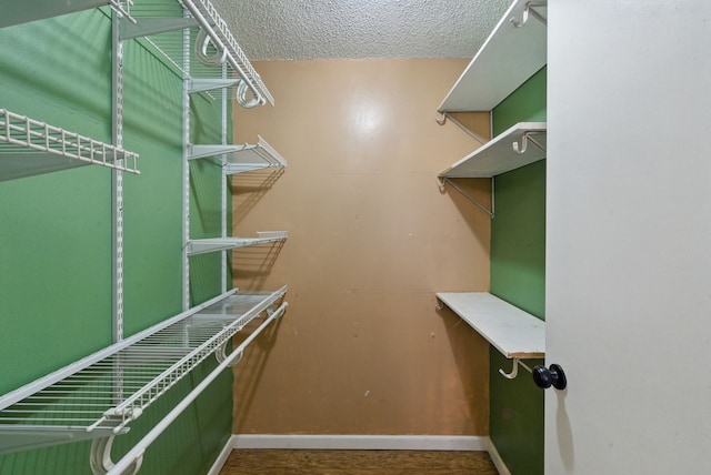 walk in closet featuring wood finished floors