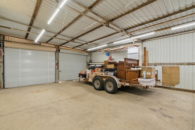 garage with metal wall