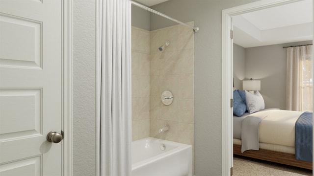10609 Stag Ln, Fort Worth, TX 76036 - bathroom featuring shower / bathtub combination with curtain
