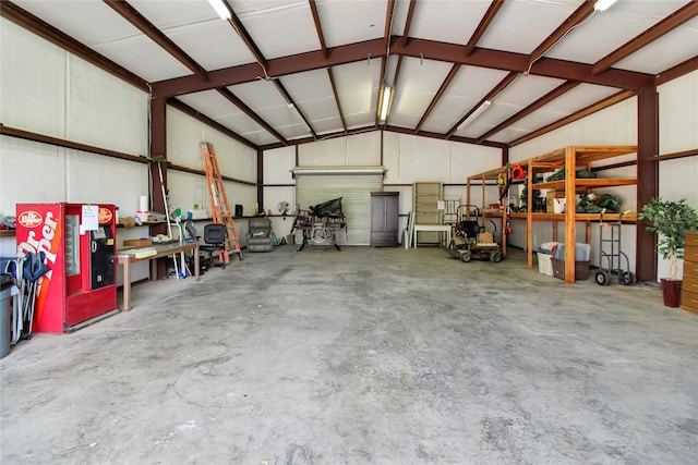 garage featuring a workshop area