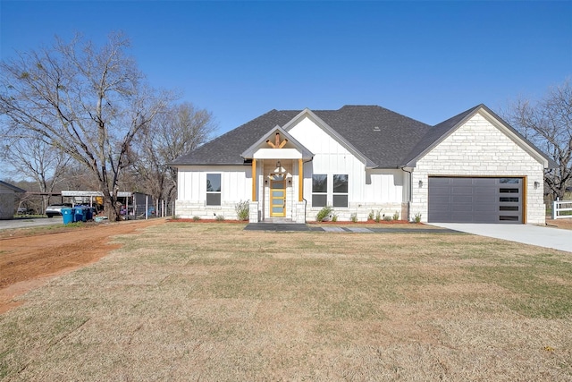 224 Ash Creek Dr W, Azle, TX 76020 - modern inspired farmhouse featuring board and batten siding, a front yard, driveway, and a garage