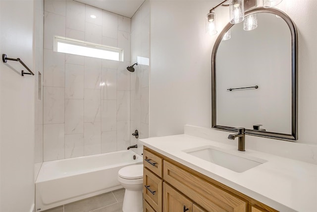 224 Ash Creek Dr W, Azle, TX 76020 - bathroom featuring bathtub / shower combination, toilet, tile patterned flooring, and vanity