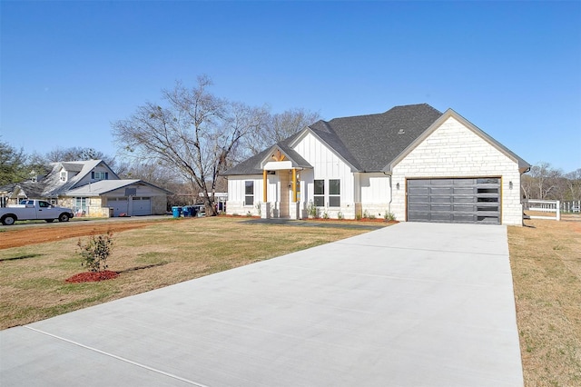 224 Ash Creek Dr W, Azle, TX 76020 - view of front of property with a front lawn, a garage, board and batten siding, and concrete driveway
