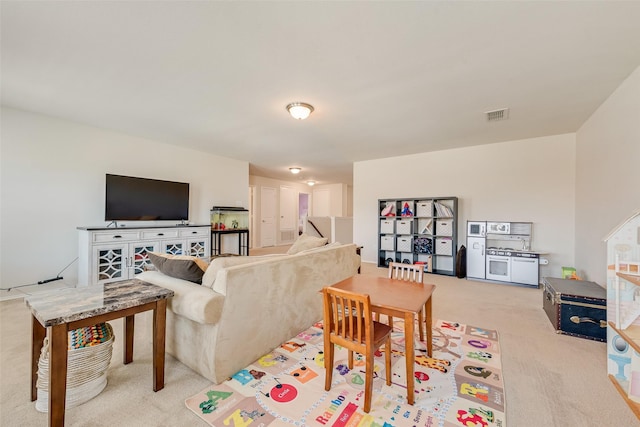2224 Loreto Dr, Fort Worth, TX 76177 - living area featuring light carpet and visible vents