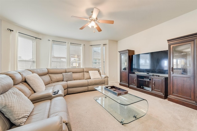 2224 Loreto Dr, Fort Worth, TX 76177 - carpeted living room with ceiling fan and healthy amount of natural light